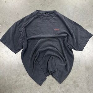 black cotton tee with red print